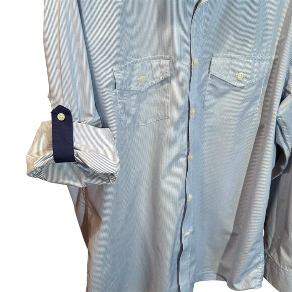 O by Oscar XL Tailored Long Sleeve Button-Up Shirt | 2 Chest Pockets | Roll-Up S - Picture 2 of 9